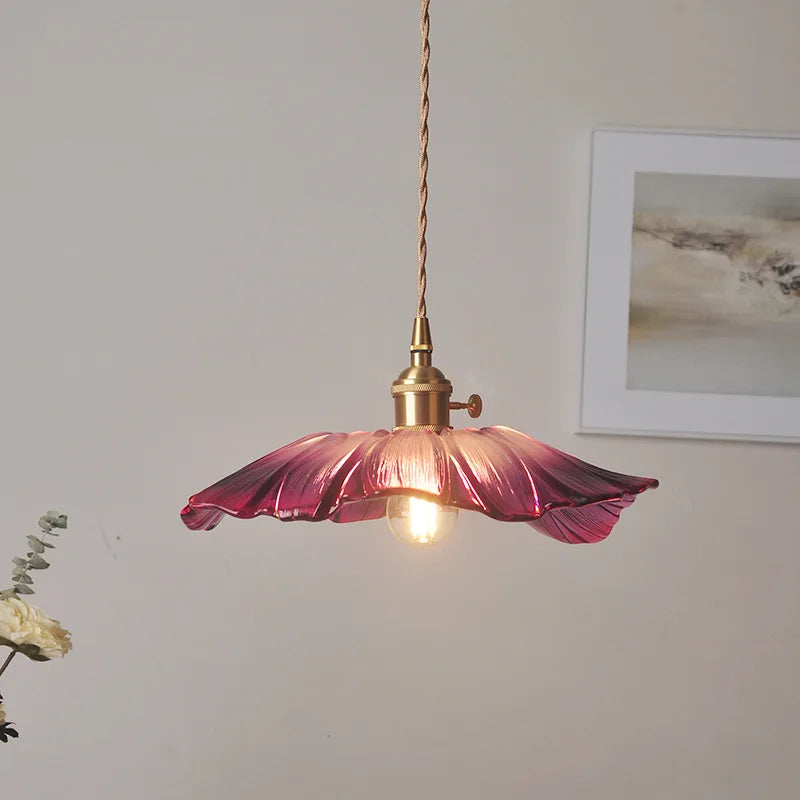 Axyaa Nordic Purple Glass LED Pendant Light, Modern Hanging Lamp for Bar, Bedroom, Dinning Room