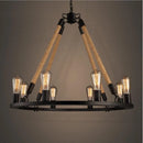 Axyaa Vintage Ring Chandelier, Loft Style, 6/8 Lights, American Edison, Wrought Iron, Rustic Loft Retro