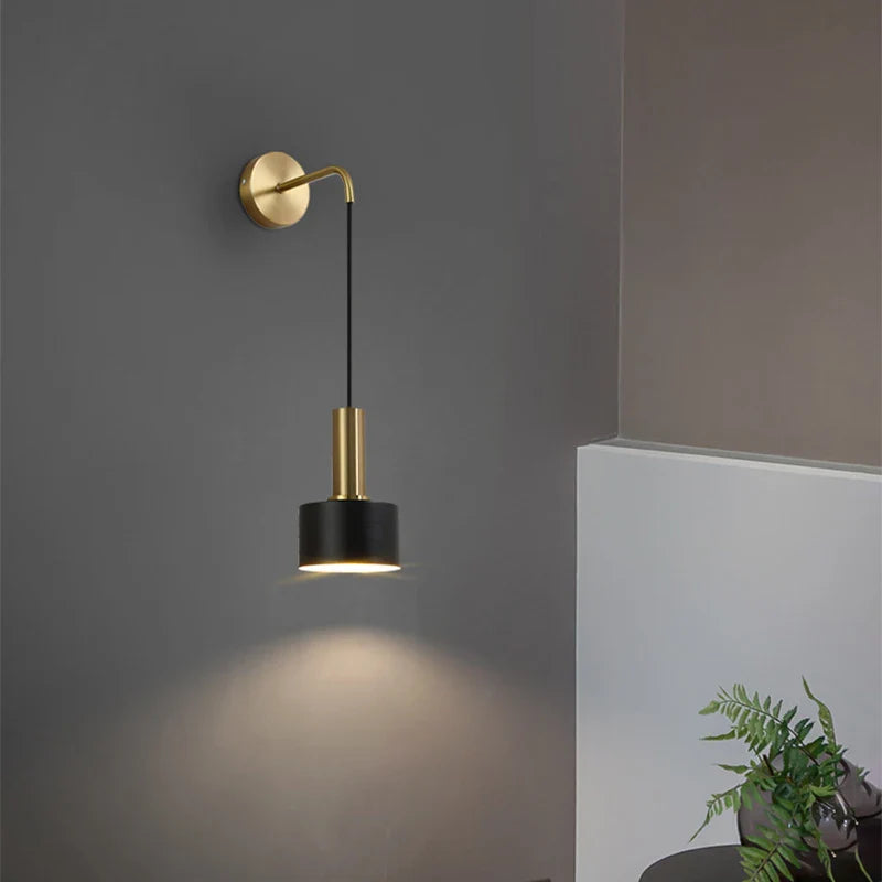 Axyaa Modern Black Gold Wall Sconce Up Down Reading Light