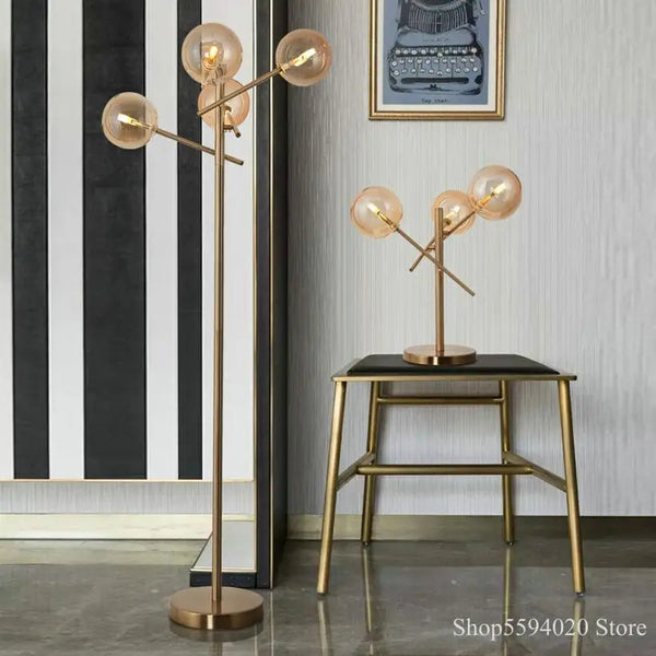 Axyaa Glass Bubble Ball Floor Lamp Nordic Magic Bean LED Stand