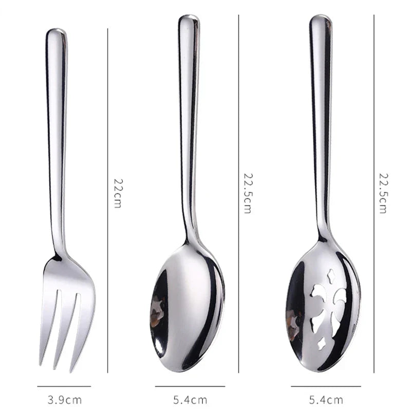 Axyaa Stainless Steel Salad Serving Spoon Set for Western Tableware