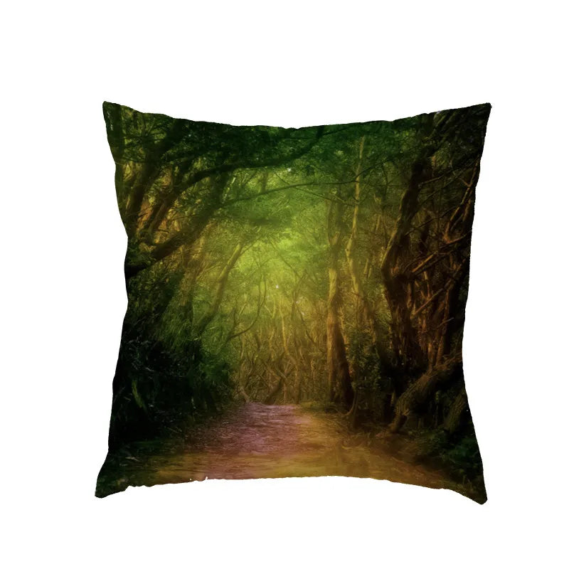 Axyaa Waterfall Maple Lake Forest Decor Pillow Cover Case