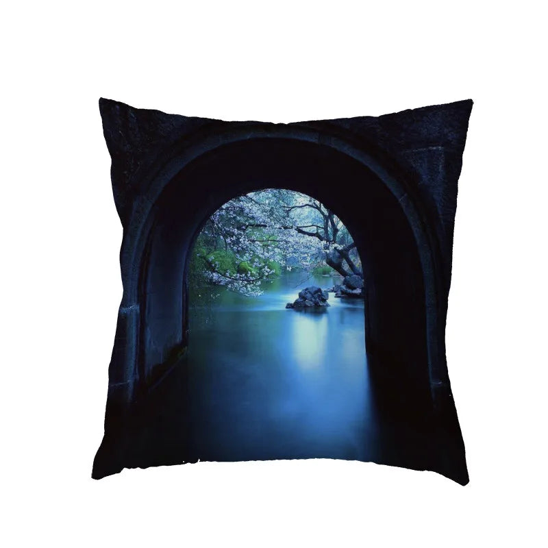 Axyaa Waterfall Maple Lake Forest Decor Pillow Cover Case