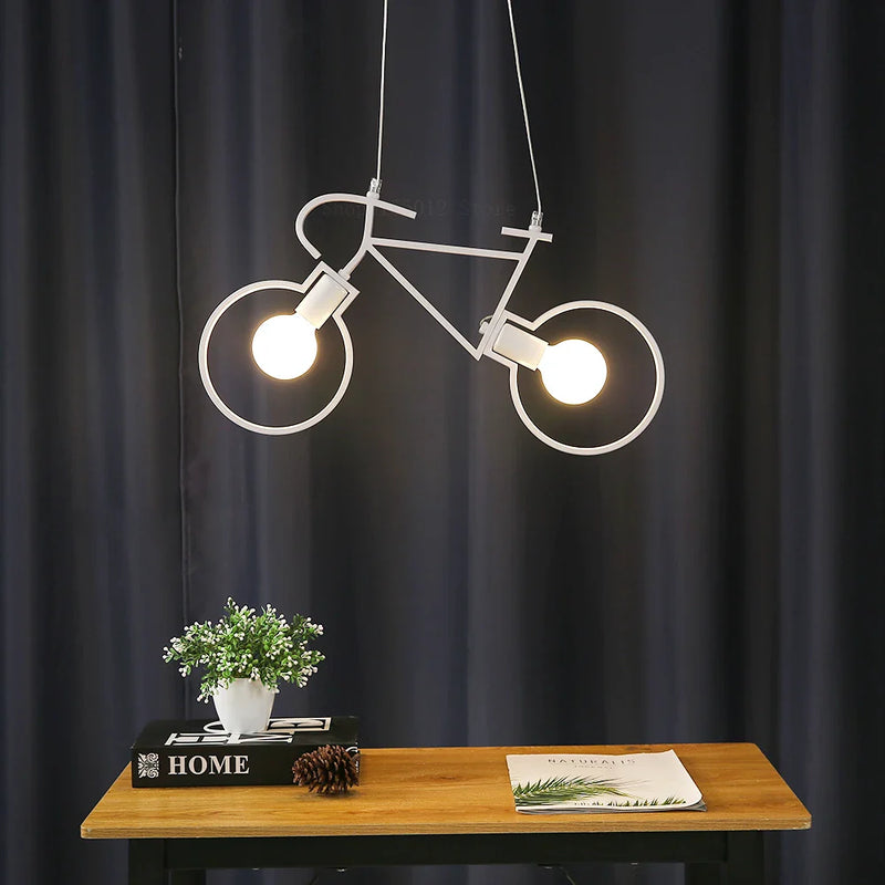 Axya Iron Bike Pendant Light: Industrial Ceiling Chandelier for Trendy Room Decor