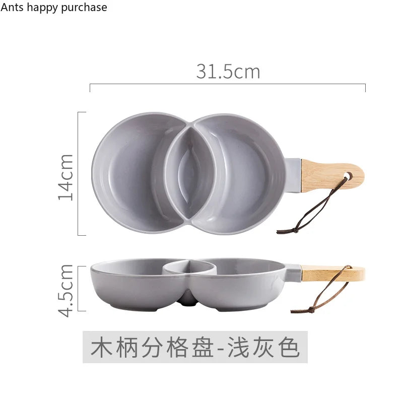 Axya Ceramic Grid Snack Tray Set - Kitchen & Restaurant Tableware, Fruit Decoration Tray