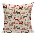 Axyaa Christmas Deer Snowman Cartoon Cushion Cover - Festive Decor Pillowcase