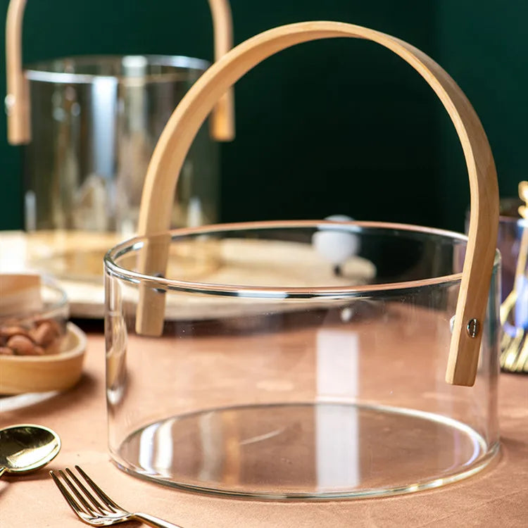 Axya Glass Snack Bowl with Metal Grid Plate - Portable Dessert Plate