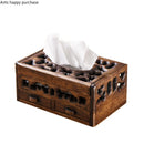 Axya Solid Wood Tissue Box Tray: Retro Multifunctional Living Room Storage