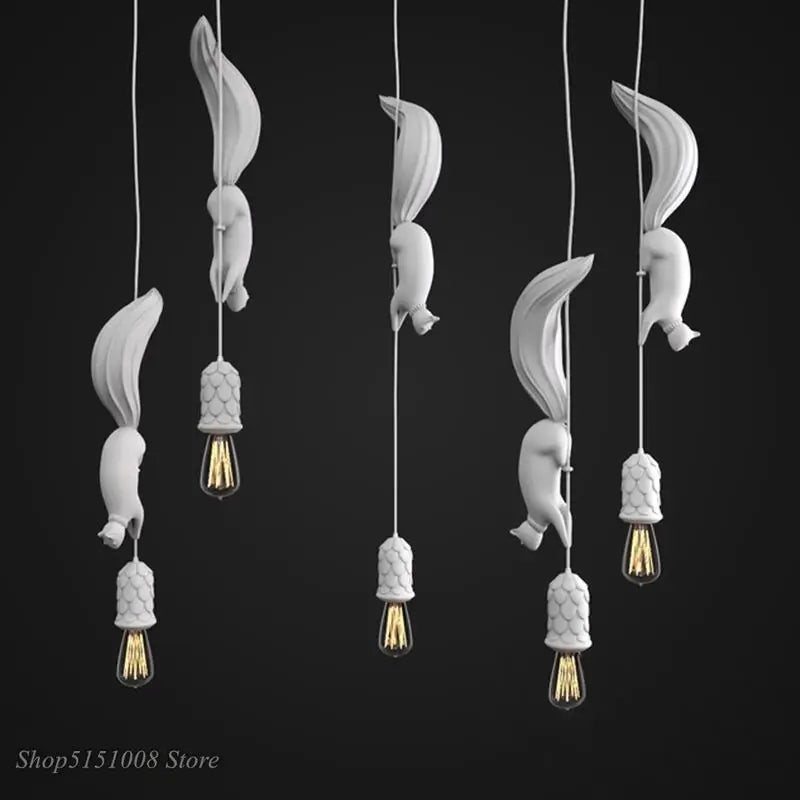 Axyaa Nordic Squirrel Resin LED Pendant Light - Modern Industrial Decor