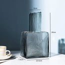 Axyaa Geometric Relief Glass Vase Hydroponics Flower Pots Desk Decor Floral Vases