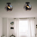 Axyaa World Map Globe Ceiling Light Cage in Modern Metal Wire Loft Design