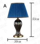 Axyaa Hand Painted Ceramic Blue Desk Lamp - Antique American Style