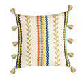 Axyaa Boho Style Gold Embroidered Cotton Pillow Cover, Black Ivory 45x45/30x50cm