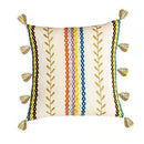 Axyaa Boho Style Gold Embroidered Cotton Pillow Cover, Black Ivory 45x45/30x50cm