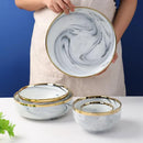 Axya Gray Marble Pattern Porcelain Dinner Tray Set