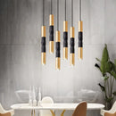 Axya Modern Black Gold Cylinder Spotlights Chandelier for Restaurant and Bar