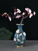 Axyaa Ceramic Vase with 3D Dried Flowers Arrangement - Home Decor Living Room Ornaments