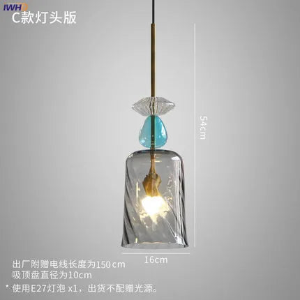 Axyaa Nordic LED Glass Pendant Lights for Bedroom Living Room Bar Cafe