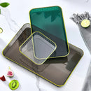 Axyaa Transparent Plastic Tray: Large Rectangle Pallet for Tea, Drink, Grocery Storage.