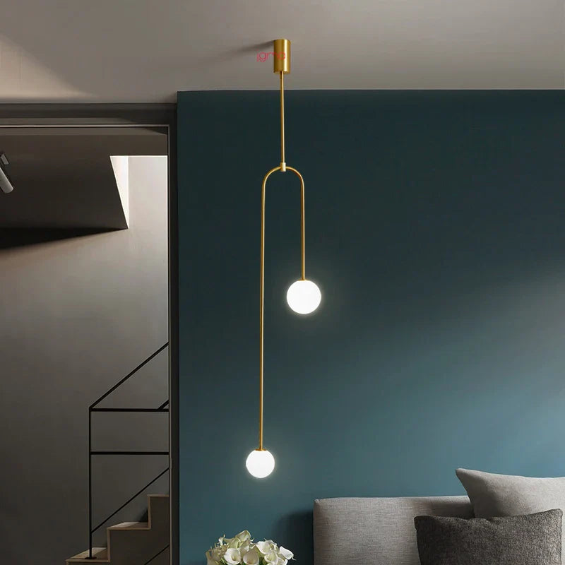 Axya Brass Glass Ball Pendant Light LED Hanging Lamps Fixture for Home Decor