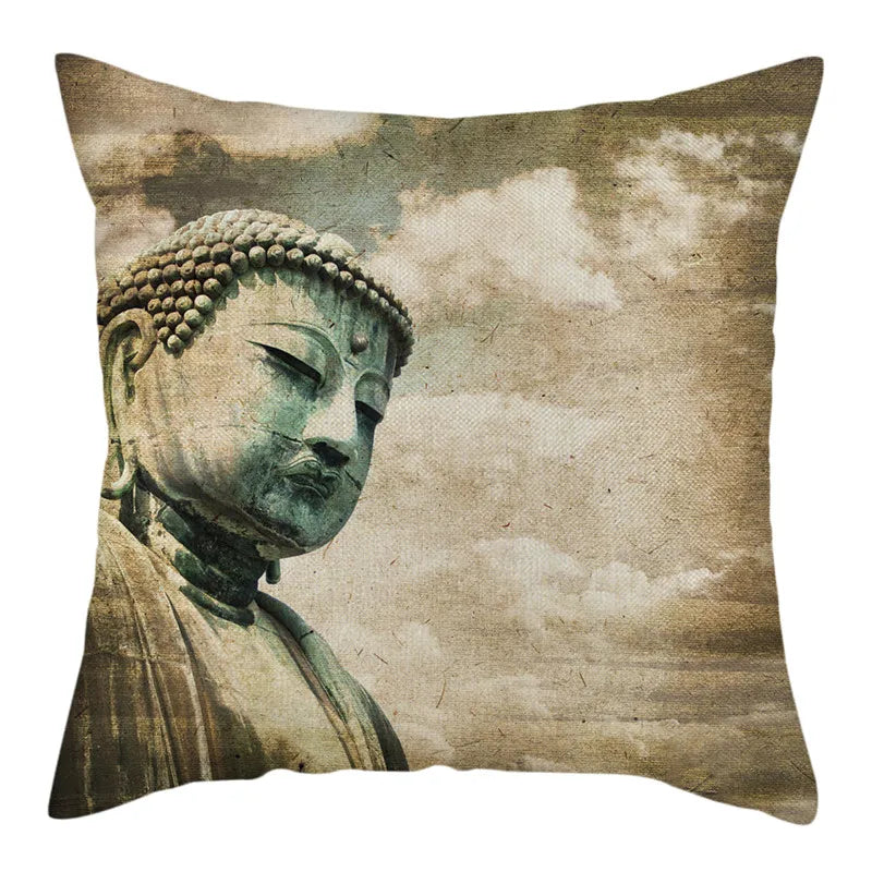 Buddha Pattern Throw Pillow Cover by Axyaa for Home, Car, Sofa Décor