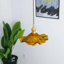 Axyaa Nordic Green Glass Pendant Light with Copper Knob Switch