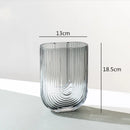 Axyaa Striped Glass Vase for Modern Flower Arrangement and Home Decor