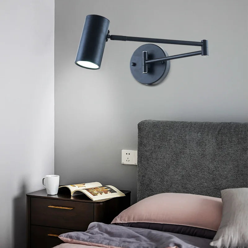 Axyaa Nordic Adjustable Double-Arm Swing Wall Sconce for Bedroom, Study, and Reading Lighting Decor