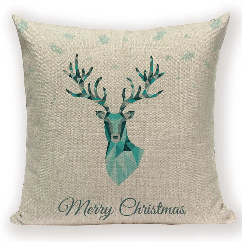 Christmas Cartoon Santa Claus Deer Pillows Covers Merry Christmas Gifts for The New Year by Axyaa