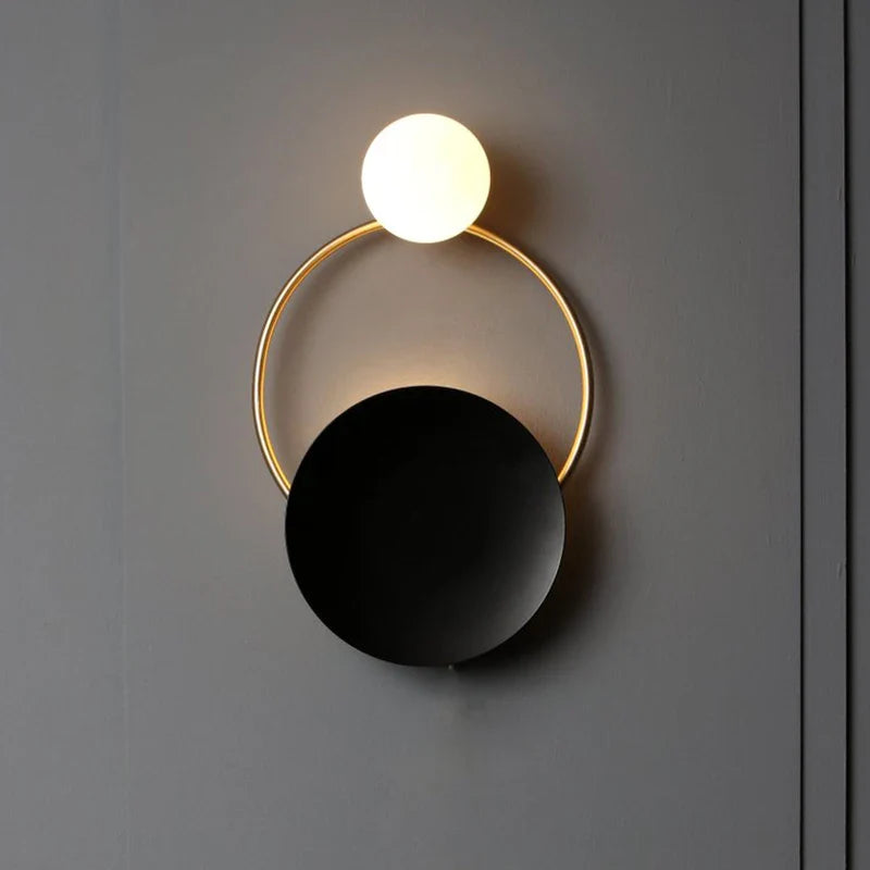 Axyaa Golden Ring Wall Sconce: Modern Nordic Bedside & Living Room Lighting