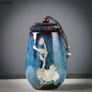 Axya Lotus Leaf Ceramic Storage Jar - Exquisite Tea Cans