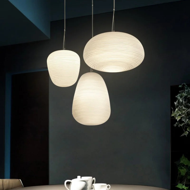 Axyaa Milky White Glass Pendant Lamp for Bedroom and Dining Lighting