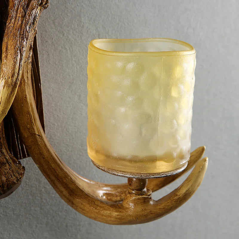 Axyaa Retro Antlers Deer Wall Lamp for Living Room & Bar Décor