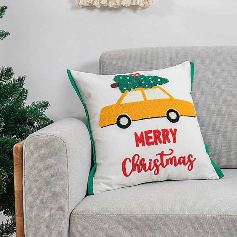 Axyaa Santa Snowflake Embroidery Cushion Cover 45x45cm