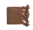 Axyaa Ivory Pink Knit Throw Blanket with Tassels