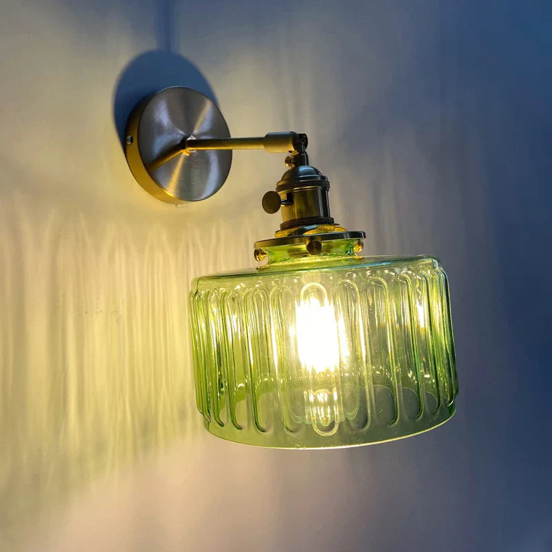 Nordic Glass Rotatable Wall Lamp by Axyaa - Modern Brass Bedside Light