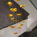 Axya Copper Lotus Leaf Pendant Light Luxury Duplex Staircase Living Room Dining Room Art Pendant Lamps