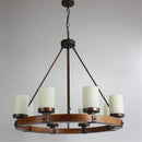 Axyaa Retro Village Wood Iron Ceiling Chandelier - Unique Industrial Lighting