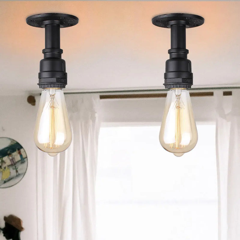 Retro Loft E27 Pipe Ceiling Lights by Axyaa Industrial Iron Lamp Fixtures