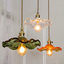 Axyaa Nordic Green Glass Pendant Light with Copper Knob Switch
