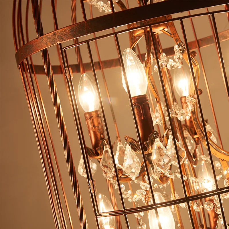 Axyaa Crystal Bird Cage Chandelier for Dining Room & Bedroom