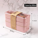 Axyaa 3-Layer Wheat Straw Bento Box - Healthy Microwave Food Storage Container