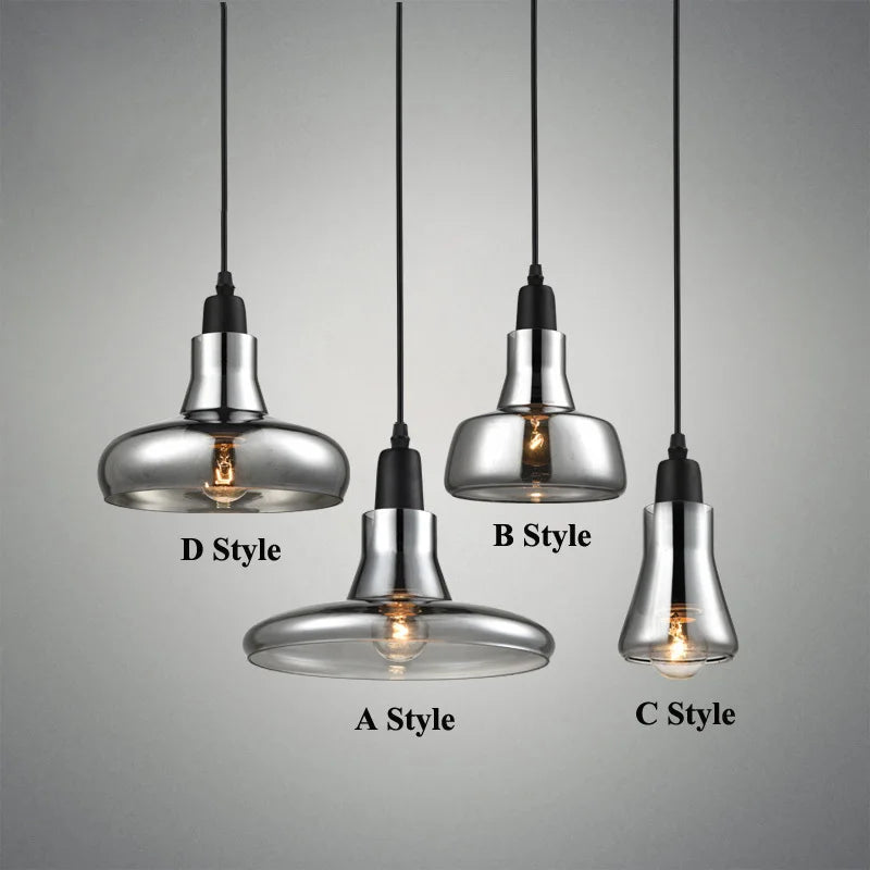 Axyaa Smoke Glass Pendant Light for Dining Bedroom Mall Kitchen Island Industrial Decor