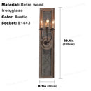 Axyaa Retro Wooden Glass Wall Sconce for Villa Hotel Decor Mirror Loft