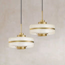 Axyaa Glass Pendant Light: Nordic LED Circular Kitchen Lamp White Glass Bedroom Decor