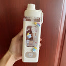 Axyaa Square Pastel Straw Bottle: Large Capacity Cute Water Bottle for Travel & Outdoor Sports