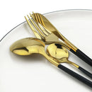 Axyaa Black Gold Dinner Fork Set - Stainless Steel Silverware Flatware Tableware