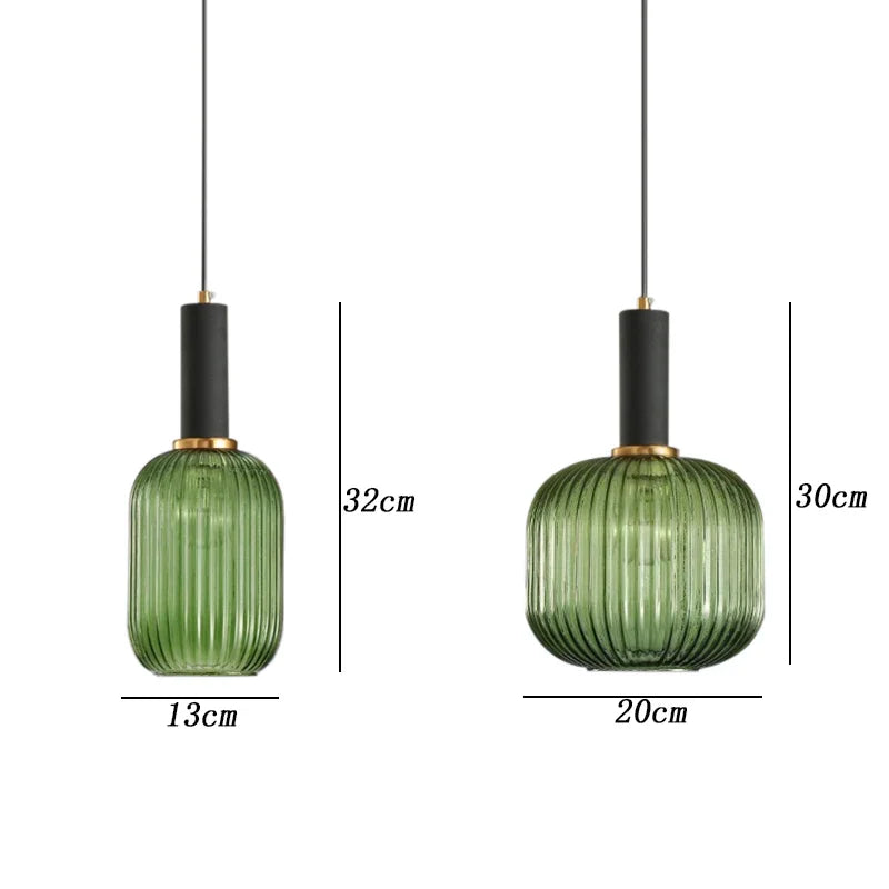 Axya Green Pumpkin Nordic Glass Pendant Lights Set for Versatile Home Décor