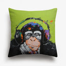 Axyaa Thinking Gorilla Painting Decorative Cushion Cover 45x45CM Cotton Linen Pillow Cover