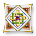 Axyaa Watercolor Geometric Flowers Polyester Cushion Cover Sofa Throw Pillow Cover
